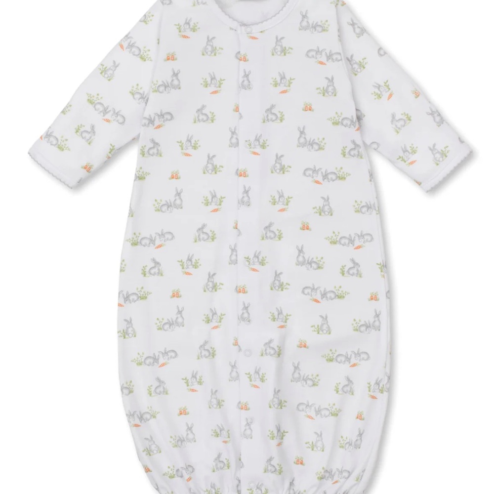 Kissy Kissy Baby Bunny Patch Silver Convertible Gown
